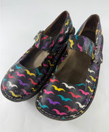 Alegria Paloma Mustache Leather Mary Jane Clogs Black Multi PAL-222 Size 39 Photo 0