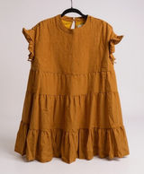 Yellow Tiered Ruffle Sleeve Dress Women's Babydoll Casual Sun Dress NWT Large‎ Photo 0