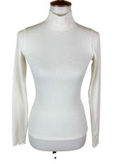 Abercrombie‎ Fitch White Ribbed Turtleneck Slim Fit Long Sleeve Top XS Photo 0
