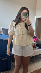 Peplum Tie Top Shein Front Photo 0