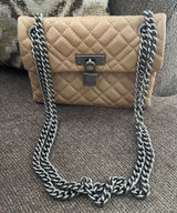 KURT GEIGER London Brixton Lock Camel Diamond Quilted Shoulder Bag Photo 0