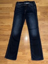 Silver Jeans Co Suki Slim Boot Women’s Size 31x35 Tall Dark Wash Embroidered Photo 0