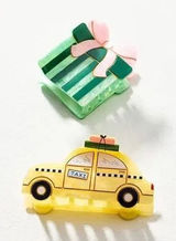 Anthropologie Frasier Sterling Holiday‎ Hair Claw Clip Set Taxi and Present New Photo 0