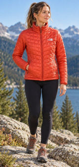 The North Face ThermoBall Eco Jacket Womens L Orange Quilted Insulated Puffer Photo 0