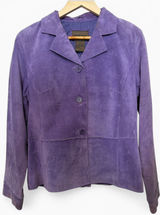 Vintage Brandon Thomas Purple Suede Leather Jacket Womens Medium VTG Blazer Photo 0