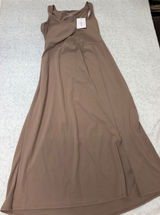 Isabel Maternity Side Slit Midi Active Dress Taupe‎ Brown XS 029-05-2364 Photo 0