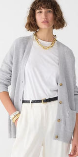 J. Crew V-neck Cotton Cashmere Blend Cardigan Sweater Heather Dove Medium BS950 Photo 0