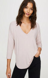 Aritzia Babaton Blush Pink Norris T-Shirt Top Size‎ XS Slouchy Casual V-Neck Photo 0