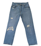 Levis 501 Original Womens High Rise Straight Leg Distressed Jeans‎ Blue W27 L26 Photo 0