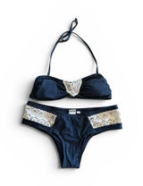 NWOT L*Space crochet faux denim bikini set extra small Photo 0