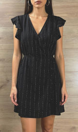 Anthropologie Black Mini Wrap Dress XS Photo 0