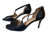 Antonio Melani Black Leather Strappy Heels Size 7.5M Neutral Dressy Party Event Photo 0