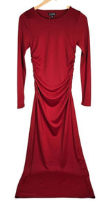 J. Crew Long-sleeve dress‎ in jersey crepe Berry Sangria XS NWT Ruched Midi Photo 0