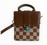 Elegant Brown Checkered Crossbody Bag NWT Photo 0