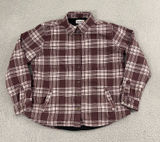 Carhartt Fleece Lined Flannel Shirt Women L Maroon Workwear‎ Button Shacket Photo 0