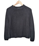 Quince Organic Cotton Black Knit Fisherman Sweater Size S Photo 0