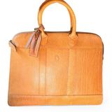 Vintage Polo Ralph Lauren Pebbled Leather Briefcase Business Bag Tan Brown 13.5” Photo 0