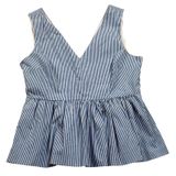 J Crew Always Peplum Top Womens 4 Blue Poplin Striped Tank Oarsman K0818 Photo 0