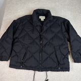 Women's Vintage Eddie Bauer Large Goose Down Puffer Jacket Black Winter Coat Photo 0