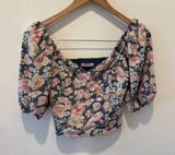 Abercrombie Fitch Floral Puff Sleeve‎ Smocked Crop Top XS Photo 0