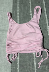 Hollister Must-Have Collection Pink Ribbed Ruched Side Tie Crop Tank Top Small Photo 0