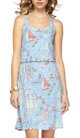 Lilly Pulitzer Lockwood Sailboat Print Resort Cotton Midi Dress NWT M Photo 0