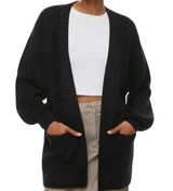 Aritzia Wilfred Unwind Open Cardigan Mid Length Ribbed Merino Wool Black XSmall Photo 0