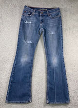 Vtg American Eagle Flare Leg Jeans Women 10 Low Rise Stretch Distressed 30x30‎ Photo 0
