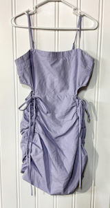 PRETTYLITTLETHING Dress Women‎ Size 4 Purple Crutched Ruffled Cutout Mini Strap Photo 0