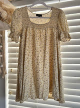 Majorelle Cream Ditsy Floral Smocked Mini babydoll Dress Small Cottagecore Photo 0