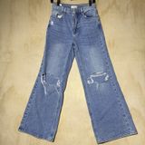 PacSun Women's Size 26 High Rise Wide Leg Distressed Ripped Light Wash Jeans Photo 0