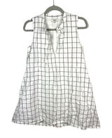 Madewell White Grid Sleeveless Tunic‎ Shirt Dress Women's size XS pockets Photo 0