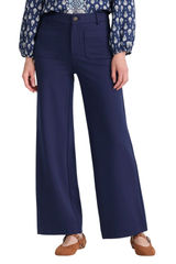 LOFT Womens Palmer Wide Leg Trouser Pants Navy Ponte Size 14 Nautical Preppy Photo 0
