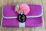 Juicy Couture Woven Clutch Purse with Pom Pom Accent Party Bag‎ Photo 0