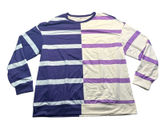 Purple‎ White Striped Colorblock Long Sleeve Crewneck Top Oversized Womens 3XL Photo 0