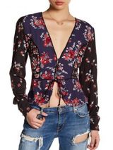 Free People The Way The World Turns Floral Boho Long Sleeve Blouse Top Medium Photo 0