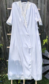Vintage Christian Dior Lingerie Robe Light Blue Lace Small Photo 0