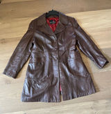 Great Things Vintage Chocolate Brown Genuine Leather Long Coat Jacket Size Large Photo 0