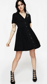 NWT Disturbia Foxglove V Neck Black Whimsygoth Mini Dress Size 12 Photo 0