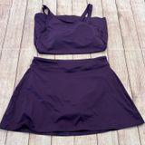 Lands End NEW Womens Deep Purple Asymmetrical Tankini Top Swim Skirt Set Size 4 Photo 0