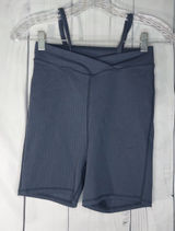 For Love & Lemons Chloe Ribbed High-Rise Crossover Waistband Bike Shorts Photo 0