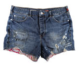 Pilcro Anthropologie The Signature High Rise Shorts Blue Distressed Patchwork 31 Photo 0