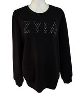 Zyia Size M Crewneck Sweatshirt Spellout Black Athletic Athleisure Photo 0