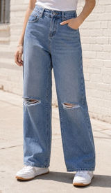 NEW‎ Edikted Wide Leg Light Blue Jeans Capsule Grunge Skater Comfort M Photo 0