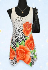 Vintage Y2K fairycore rhinestone rose leopard print tunic top size small 🖤 Photo 0