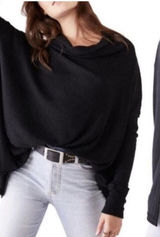 NWT Free People Juicy Cowl Neck‎ Thermal Top Women's Size XS Black Boho Photo 0