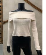 Le Lis Off Shoulder Ribbed Knit Sweater Cream Beige Long Sleeve Size S NWOT Photo 0