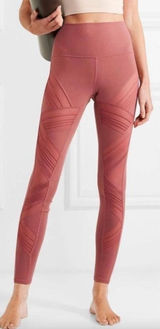 Alo Yoga Mauve Mesh Criss Cross Leggings Size Xsmall‎ Photo 0