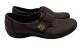 Clarks Artisan Womens 7.5M Brown Leather‎ Ruched Slip On Loafers 26102320 Photo 0
