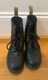 Dr Martens Black Leather Lace Up Combat Boots‎ Womens Size 7 US Photo 0